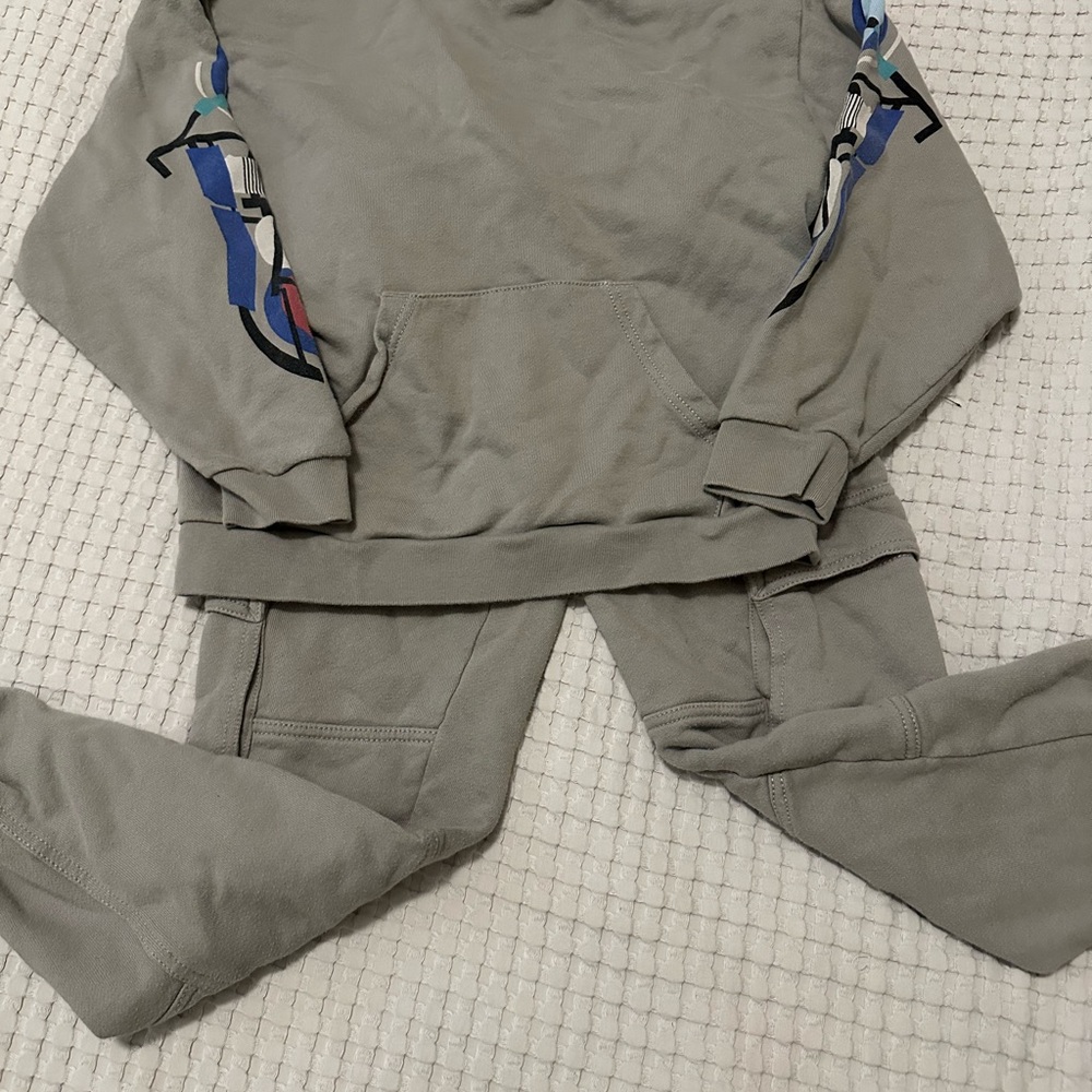 Tea Collection Gray Motorcycle Sweatshirt and Joggers Set